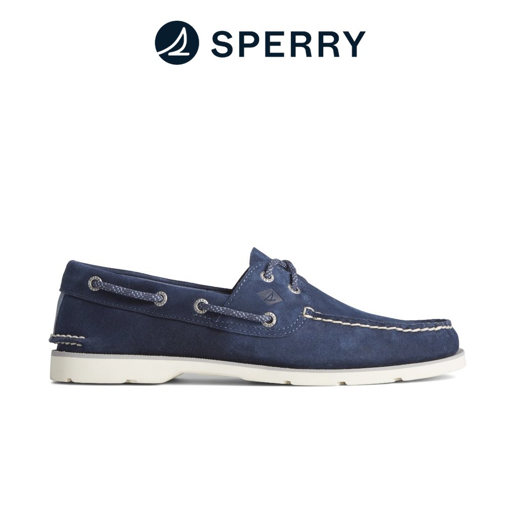 Sperry Men's Leeward 2Eye Tech Camo Boat Shoes Navy Blue (STS24434