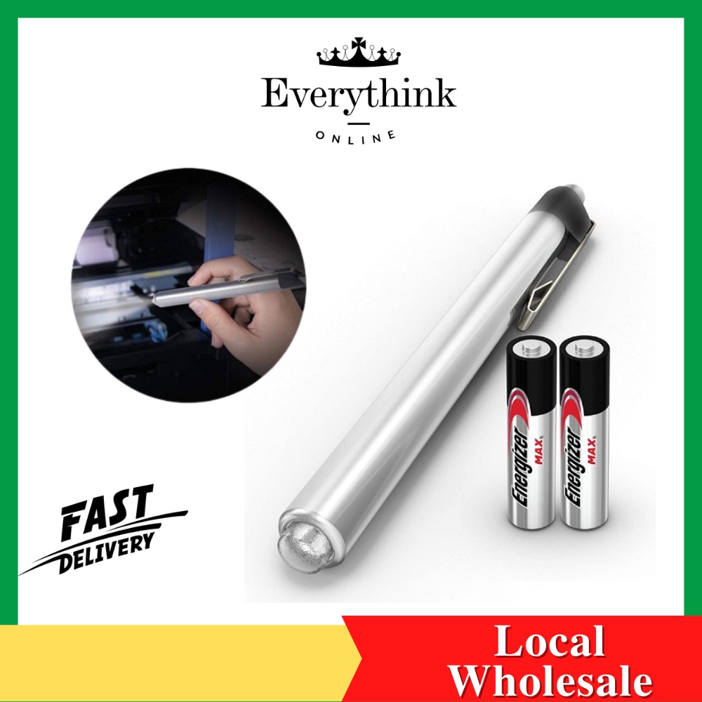 ENERGIZER PLM22 METAL LED PEN LIGHT WITH 2X AAA BATTERIES AND PEN STYLE ...