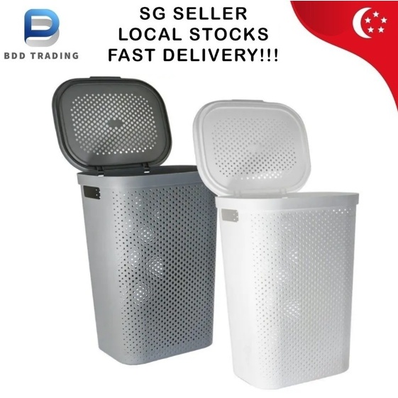 CHEAPEST!👍 Laundry Box with Polka Dot Pattern 57.5L Laundry Basket Grey