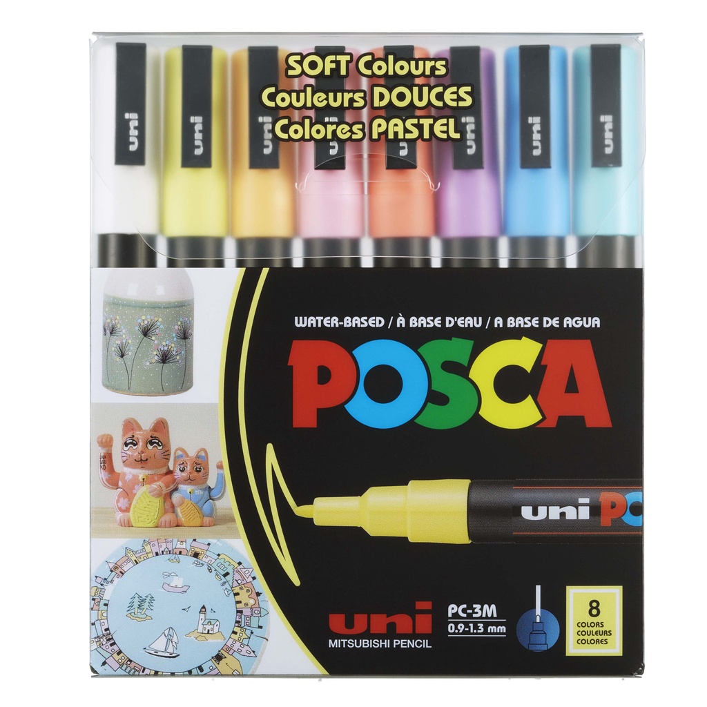 POSCA MARKER PC-3M/8C SOFT COLOR 0.9MM-1.3MM | Shopee Singapore