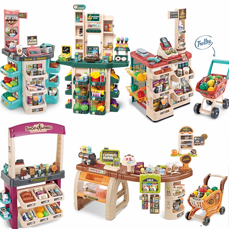 ⭐Children's educational toys⭐ simulation supermarket shopping cart combination set