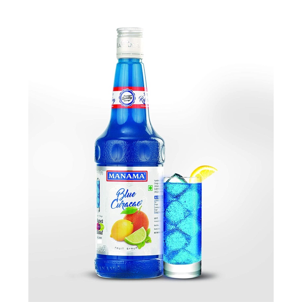 Manama Blue Curacao Fruit Flavoured Syrup, Mixer for Mocktails (750ml