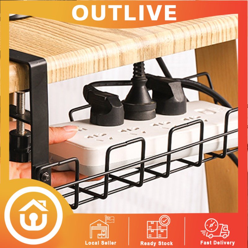 Under Table Storage Rack Cable Management Tray Desk Bottom Socket ...