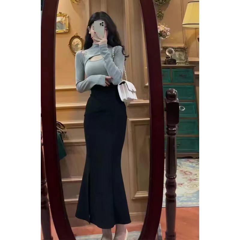 Classy Western Style Two-Piece Korean Drama Top Skirt Suit Influencer Age-Reducing 2022 New Autumn Women's Clothing