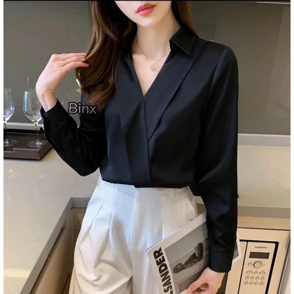 Binx Fashionholic blouse Aleta top saten / Blouse bahan saten / Atasan Wanita / Blouse Wanita Aleta
