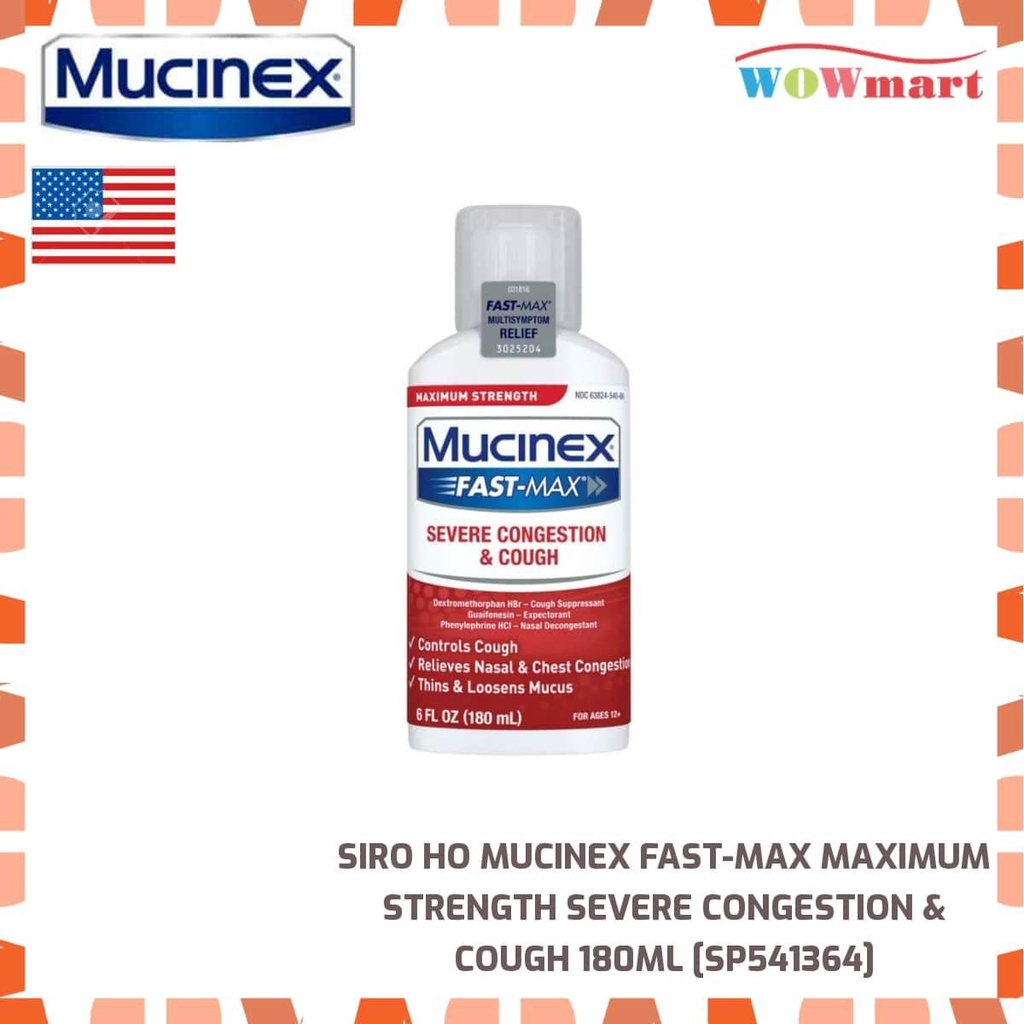 Mucinex FastMax Maximum Strength Severe Congestion & Cough Syrup 180ml