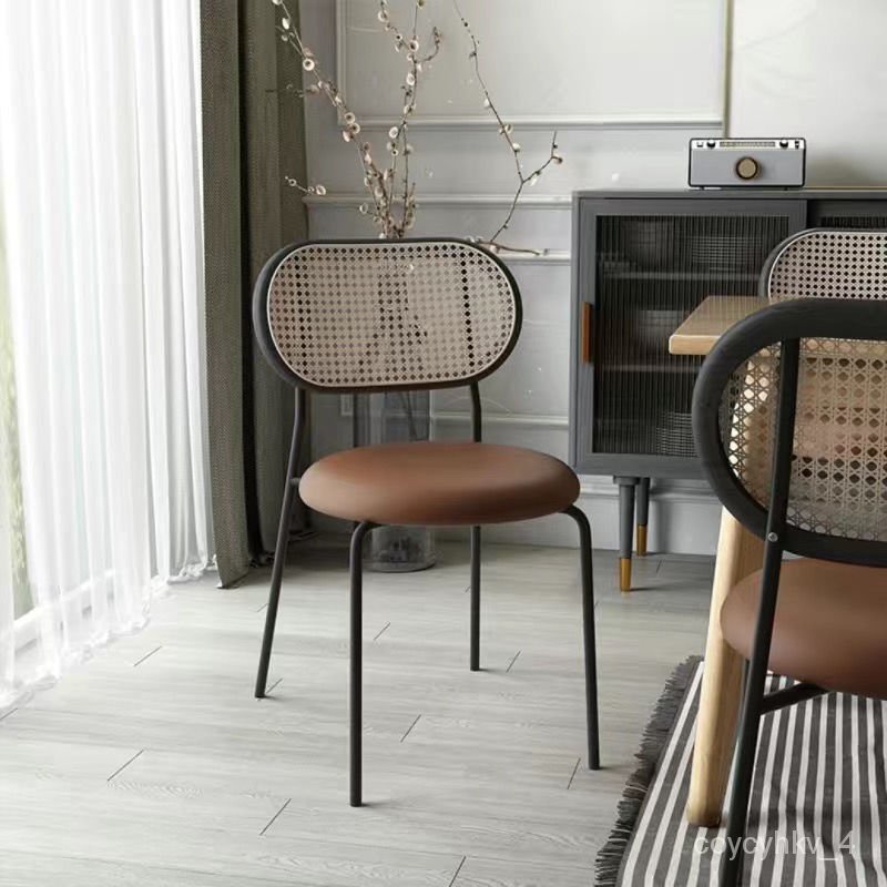 SG Local spot Sili Style Light Luxury Solid Wood Rattan Dining Chair