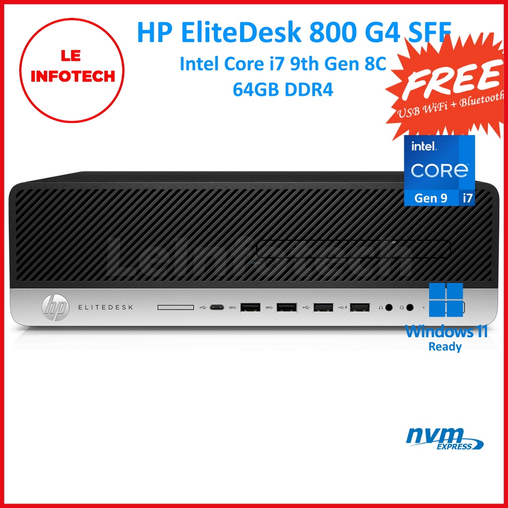 HP EliteDesk 800 G4 SFF Desktop Intel Core i5/i7 16-64GB DDR4 New 512GB NVMe USB-C 2 DisplayPort W11Pro Used