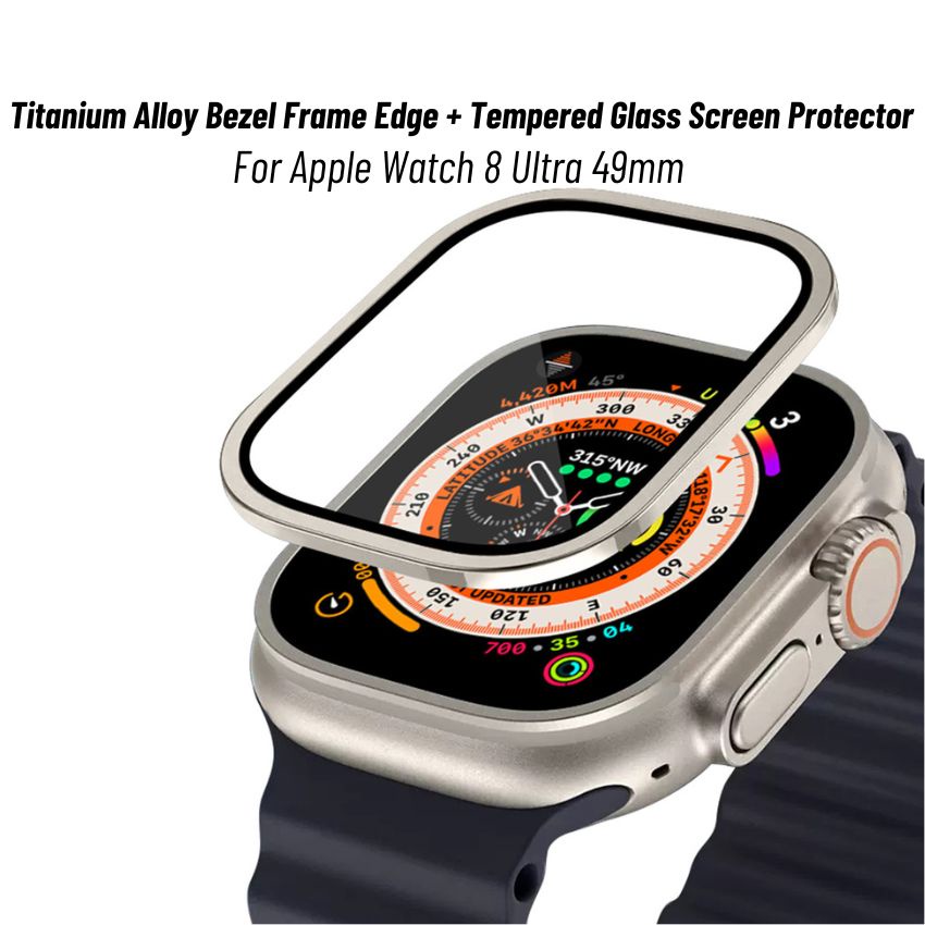 2 in1 Screen Protector for iWatch Ultra 49mm Titanium Alloy Bezel