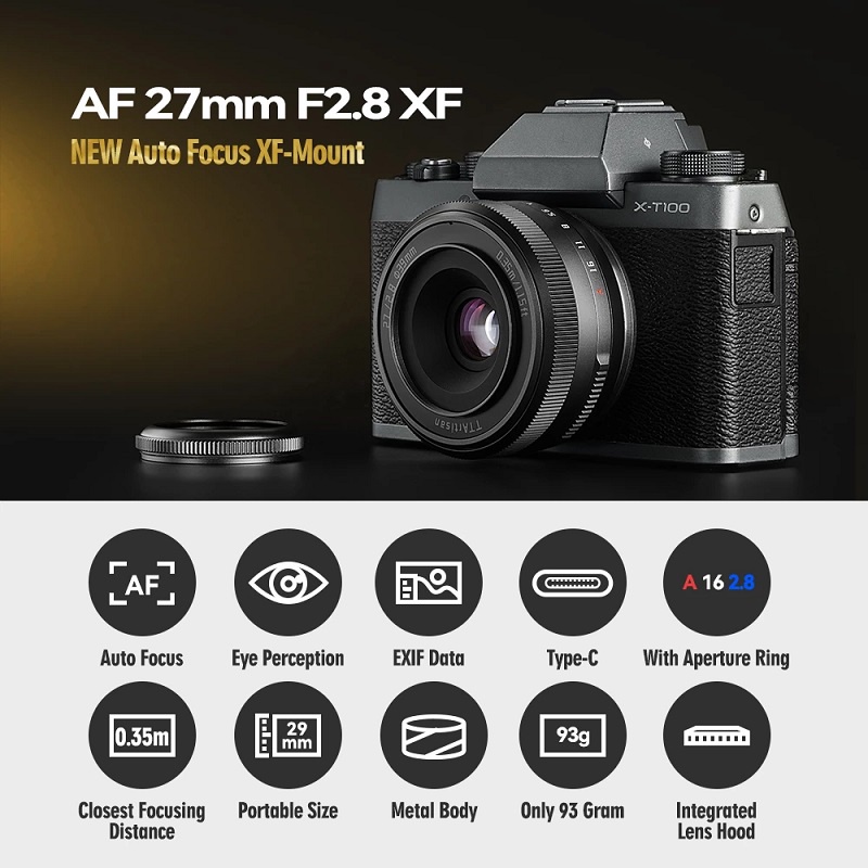 TTArtisan AF 27mm F/2.8 Auto Focus Lens (Black / Silver) | Shopee
