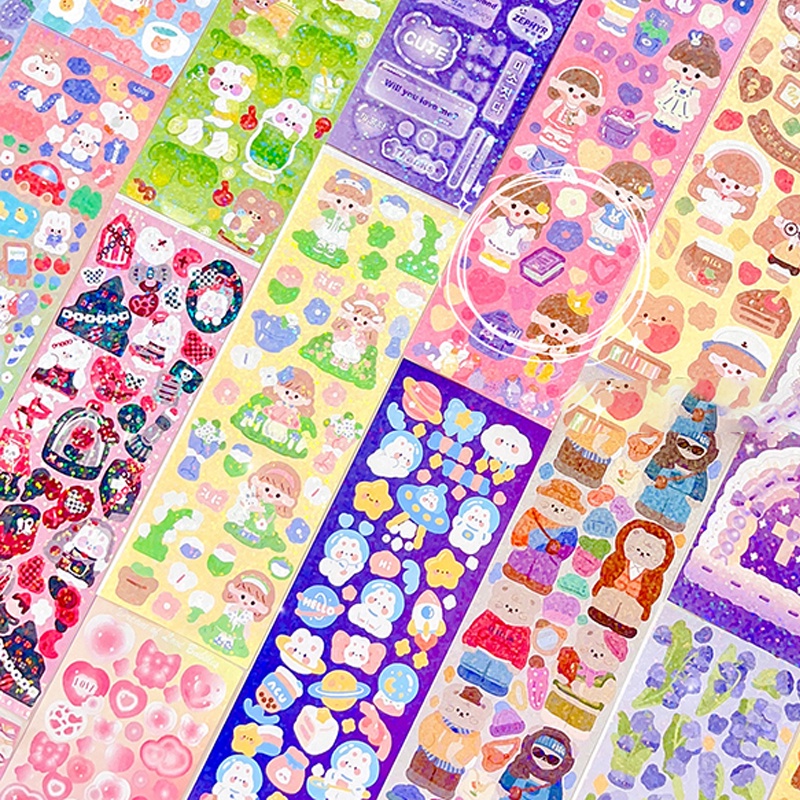 20 Sheets Random Guka Sticker Cartoon Glisten Sticker Board DIY Deco