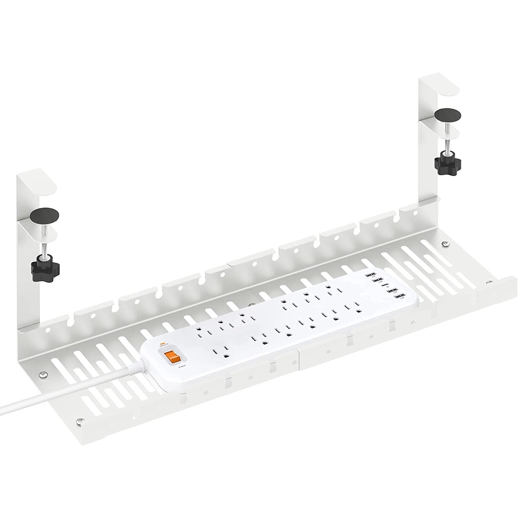 Under Desk Cable Management Tray, No Drill Cable Tray with Clamp ...