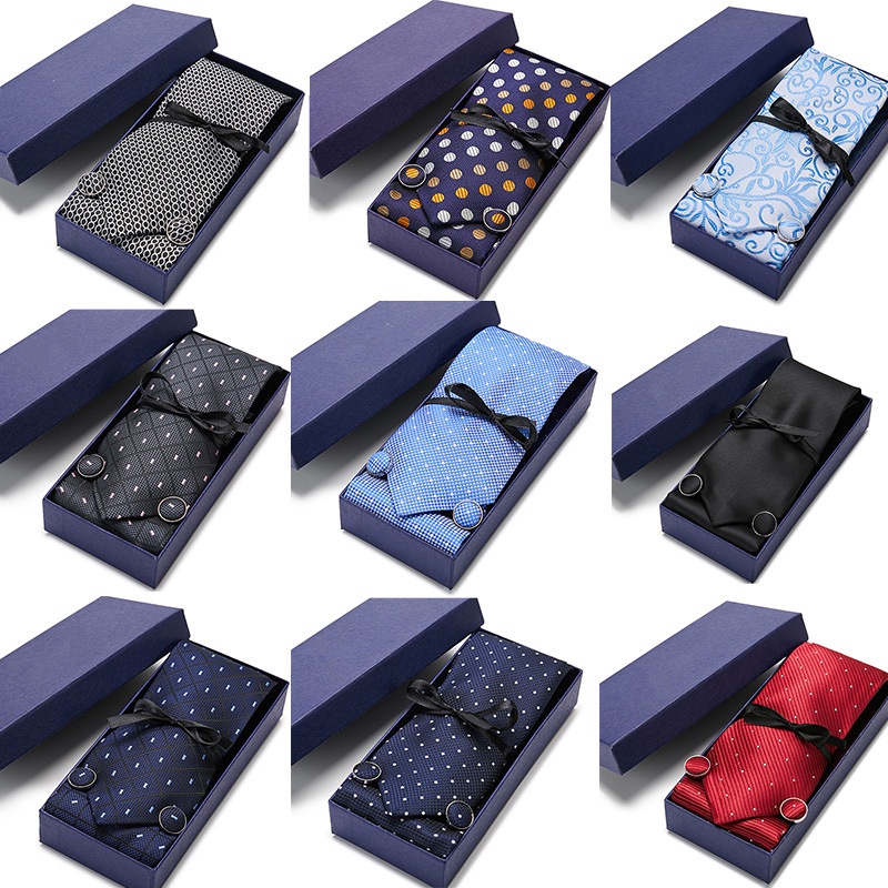 Gift Set Tie Men's Tie 7.5cm Handmade Yarndyed Jacquard Fabric