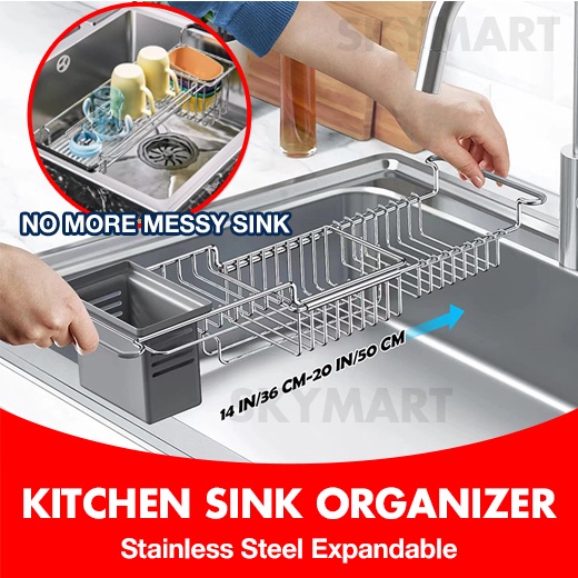 Stainless Steel Kitchen Sink Rack Shelving Sponge Drainer Organiser