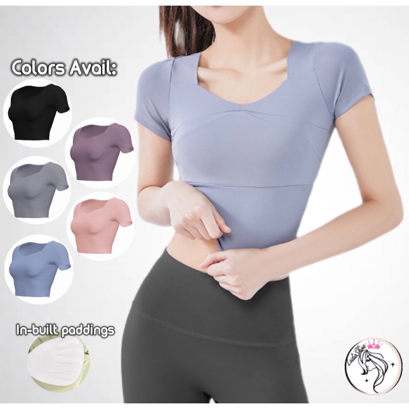 (SG Instocks)PADDED LADIES SPORTS/YOGA TOP BREATHABLE MATERIAL WITH MULTI COLORS