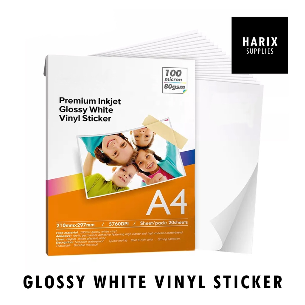 Glossy White Vinyl Sticker Clear Inkjet Laser Photo Adhesive Paper A4 Shopee Singapore