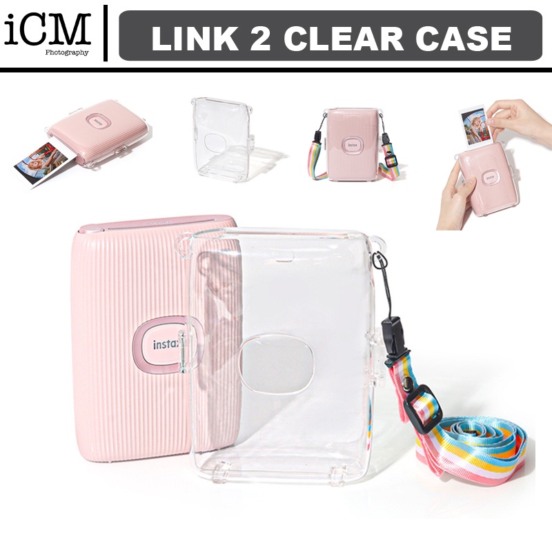 Crystal Transparent Hard Case For Instax Mini Link 2 Printer Protective  Cover Case Bag with Shoulder Strap