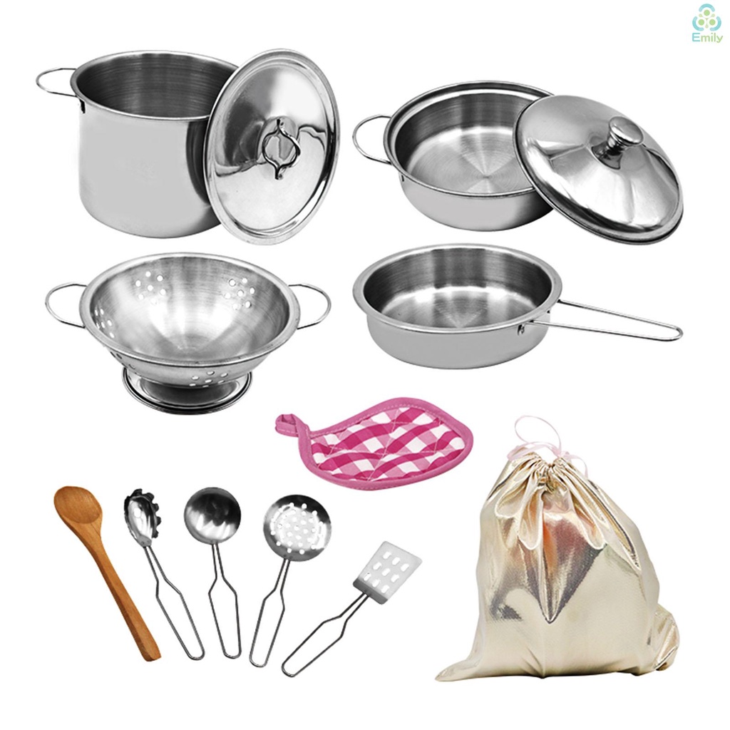 12 PCS Kitchen Set Pretend Play with Storage Bag Simulated Kitchen Toy