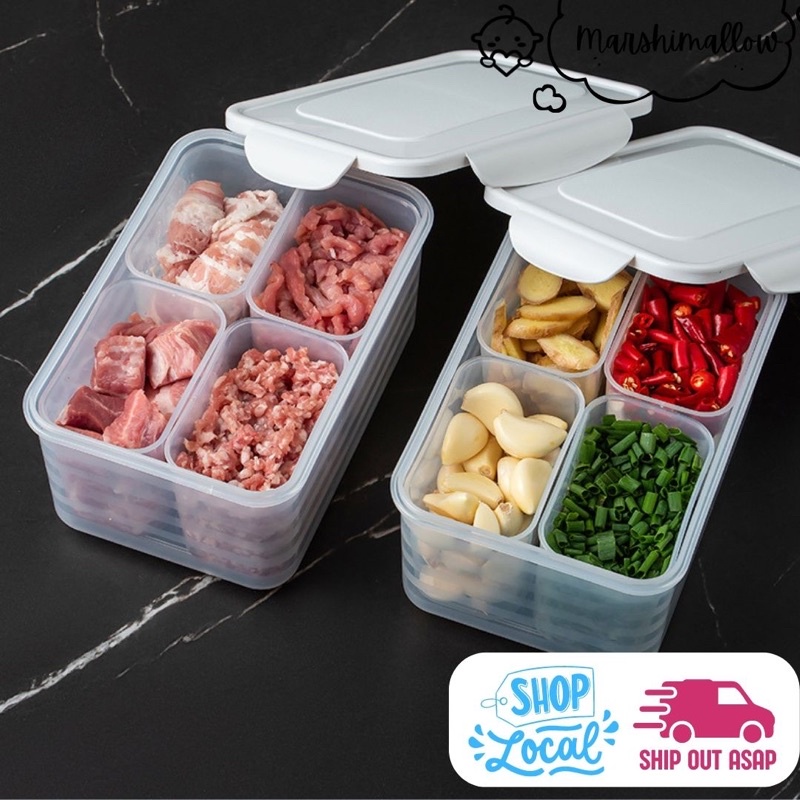 🇸🇬 Removable Compartment Food Storage Box Fridge Organiser Kitchen