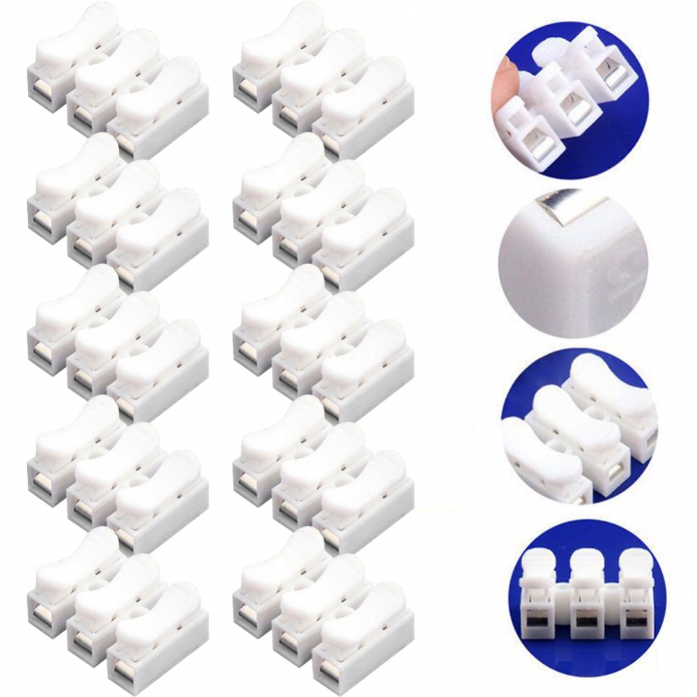 Spring Electrical Connectors Wire Terminal Block Clamp Cable Reusable 3