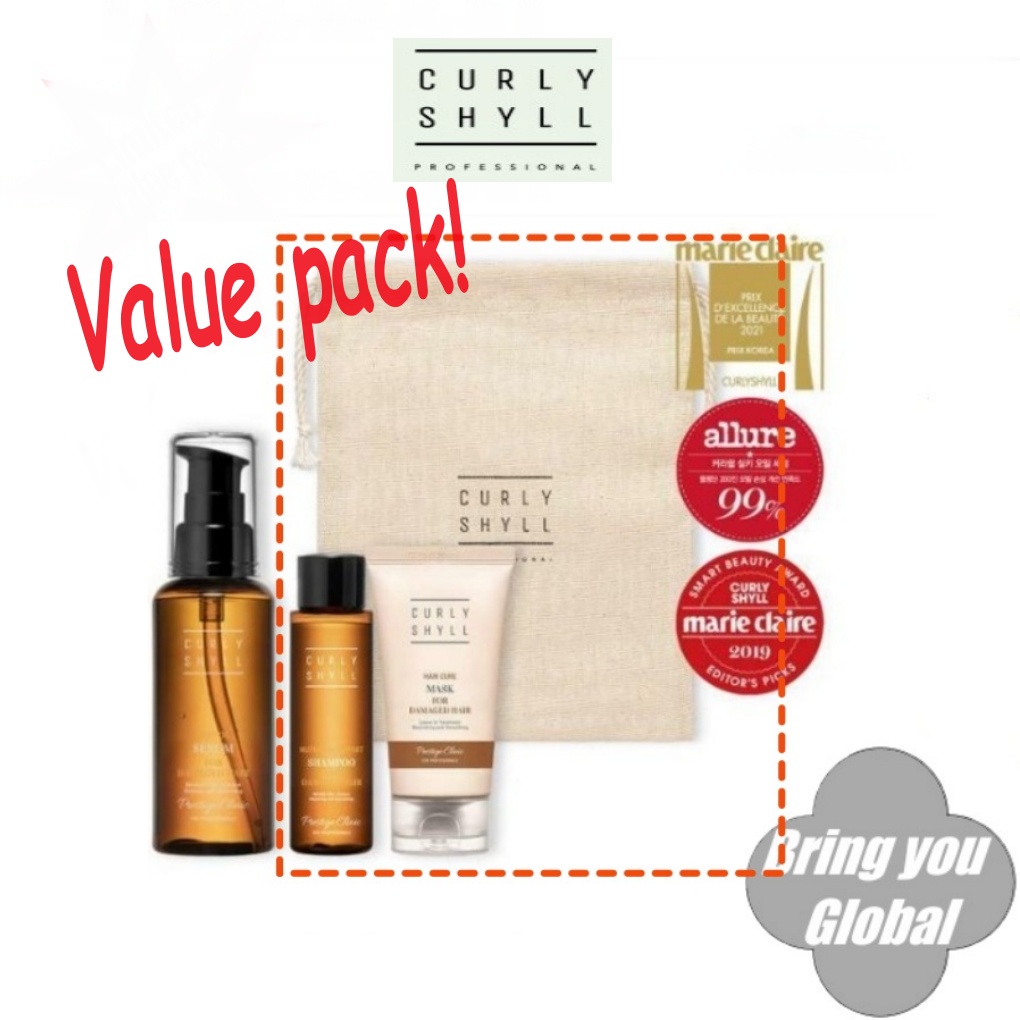 [Instock Value pack] Curly Shyll Prestige Silky hair oil serum, Curlyshyll Shampoo Shopee