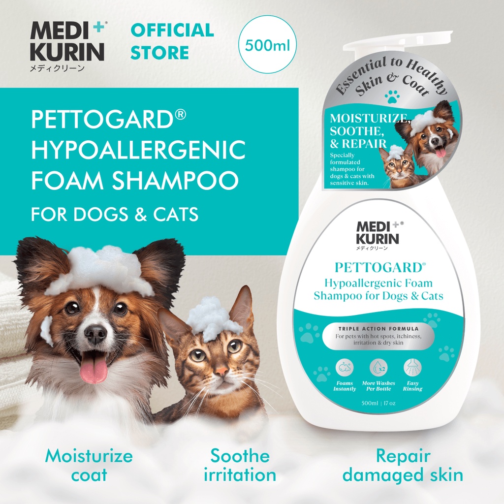 PettoGard Hypoallergenic Foam Shampoo for Dogs & Cats 500ml (for