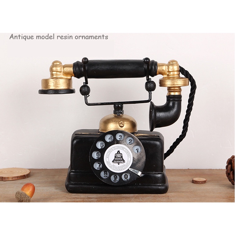 [Local Stock] Retro Vintage Display Antique Old Black Table Telephone Home Decor Figurine Decoration Ornament