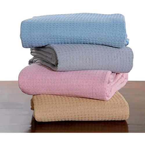 Basket Weave Blanket - 100% Cotton Thermal Blanket