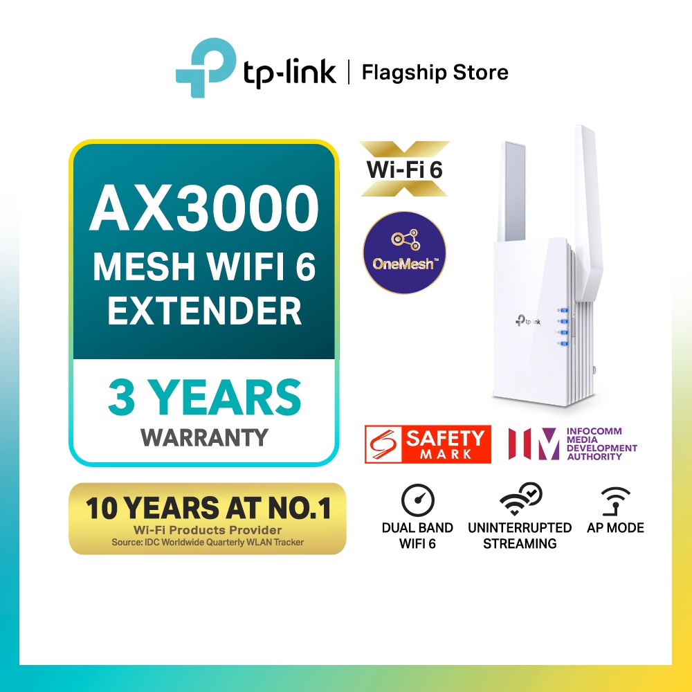 TP LINK RE705X AX3000 Mesh WiFi 6 Extender Dual Band WiFi 6 Support AP Mode Uninterrupted