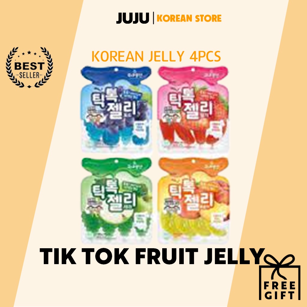 Korean Tik tok Fruit Jelly Tiktok Jelly / Grape / Strawberry 160g (4pcs