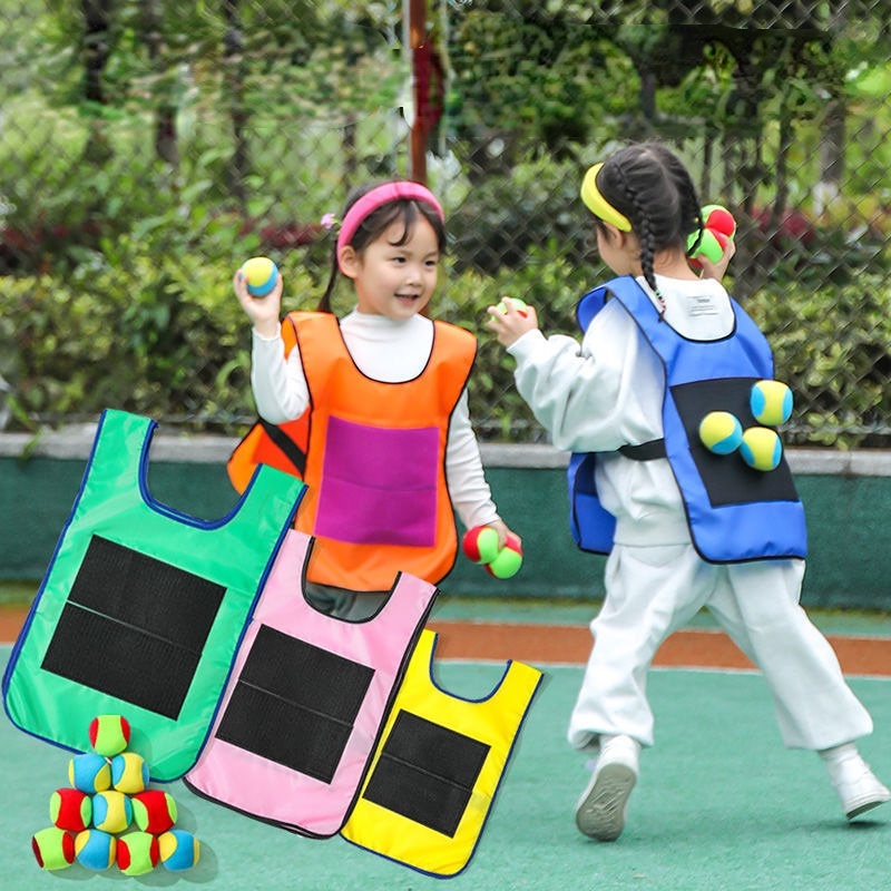 Kids Outdoor Sport Games Props Sticky Jersey Waistcoat with Sticky Ball Throwing Toys for Children Interaction Play Sports Toys