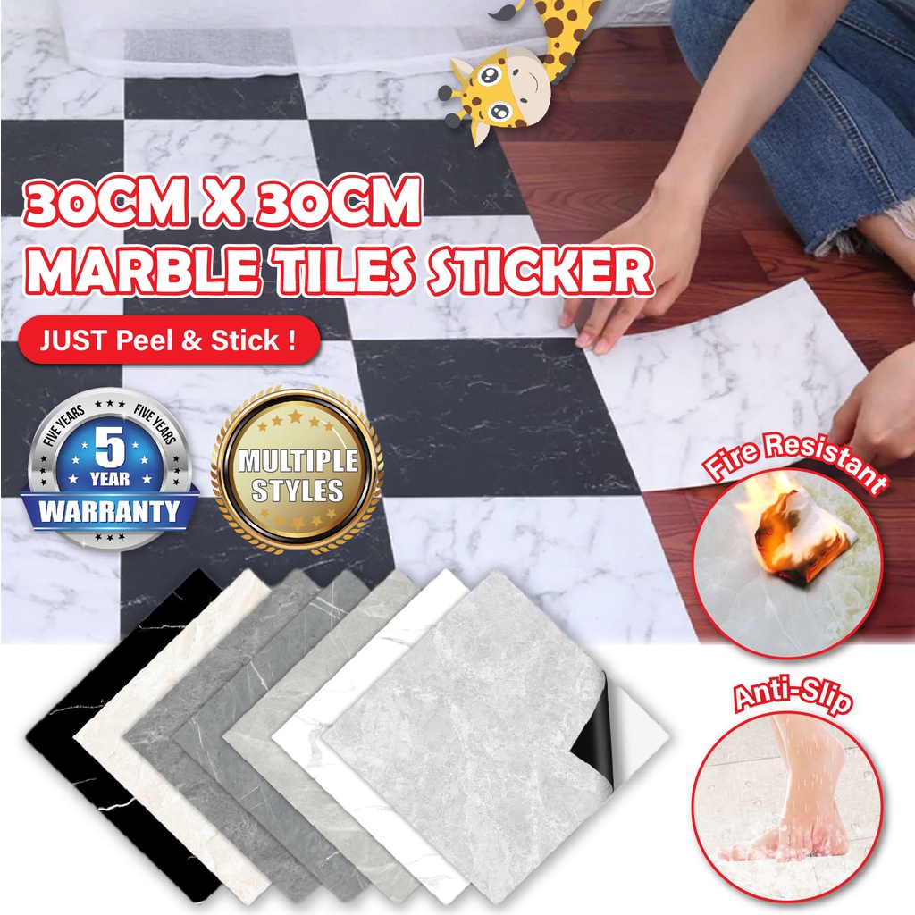 Marble Tiles Self Adhesive PVC Floor Sticker Lantai Vinyl Flooring ...