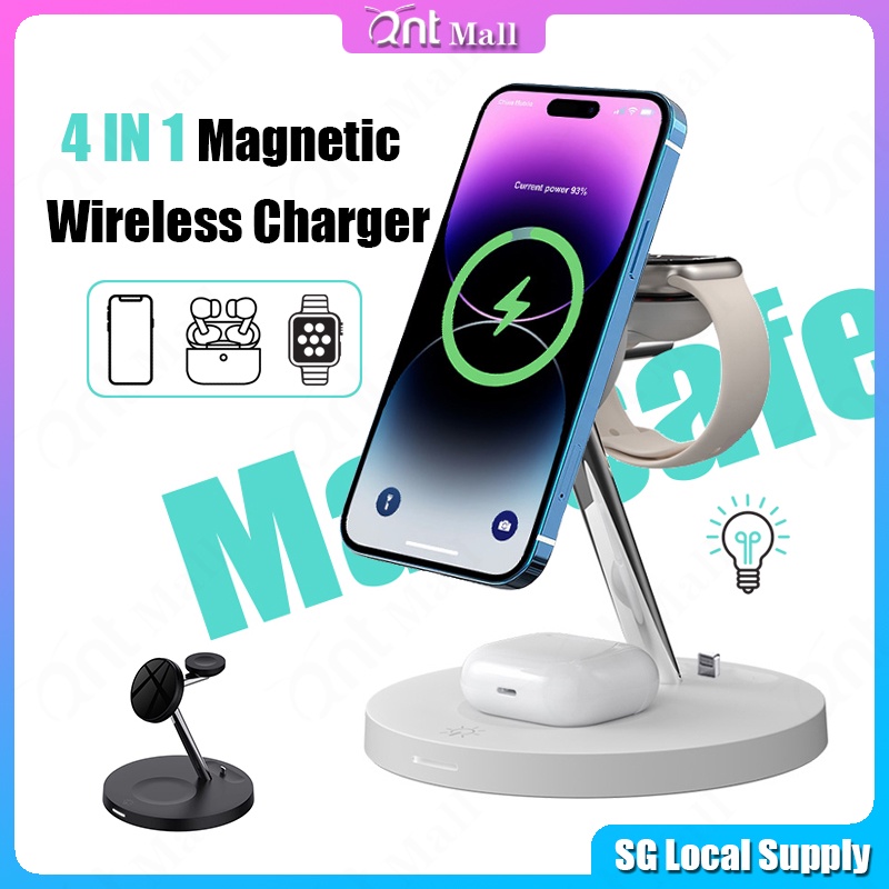 4 in 1 Wireless Charger Stand 15W Fast Charging Wireless Charging Dock for Smart Phone, Earphone and Watch