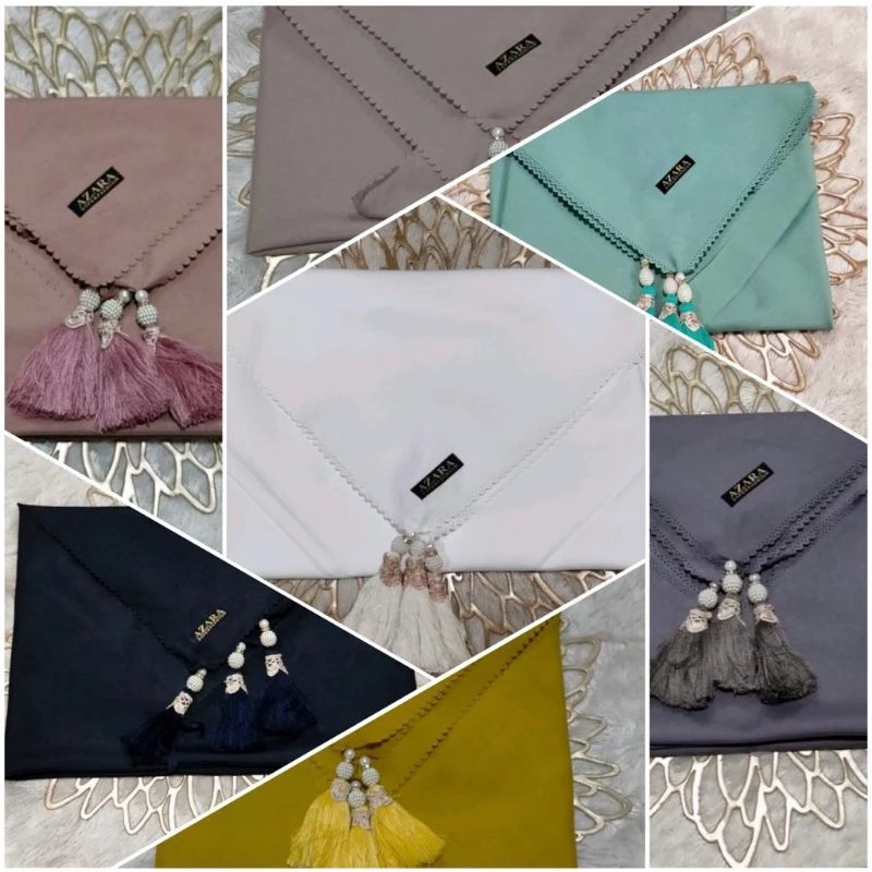 Hijab Segi Empat Laser Oscara / Jilbab Segi 4 Polos Pompom Tassel Mutiara