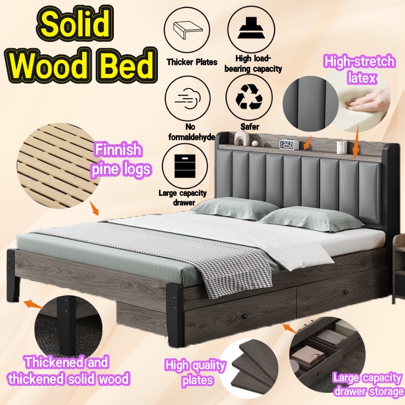 【Bearing 800 KG】Bed frame bed bed frame with storage bed frame queen