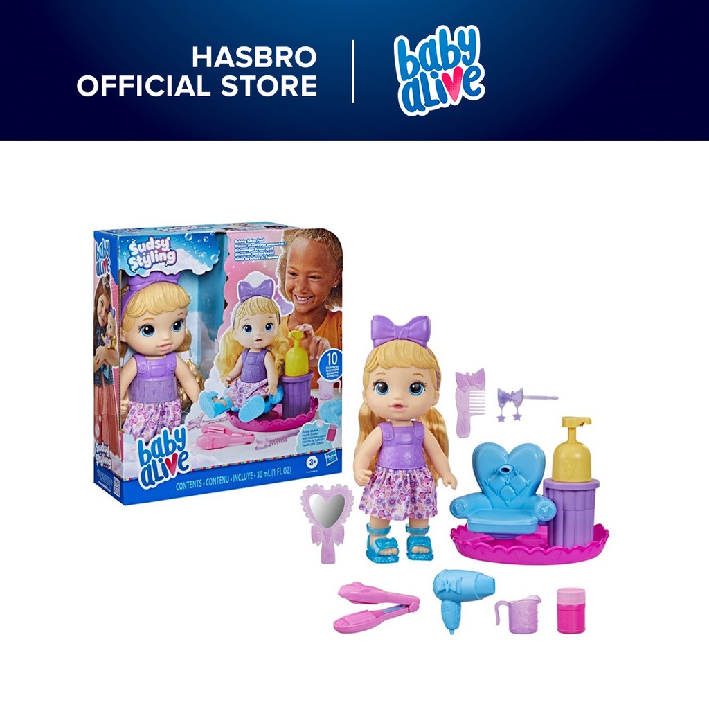 Baby Alive Sudsy Styling Doll 12 Inch Toy for Kids 3 and Up Salon Baby Doll Accessories Bubble Solution Blonde Hair Shopee Singapore