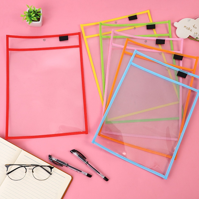 A4 Transparent PET File Folder Dry Erase Plastic Document Organizer Bag