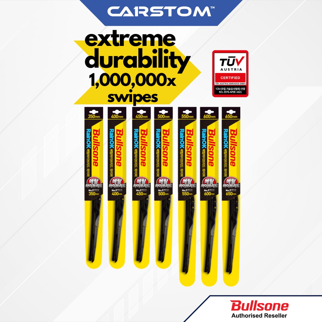 Bullsone RainOK Hybrid Car/vehicle Metal Wing Wiper Blades - 350/400/450/500/550/600/650mm
