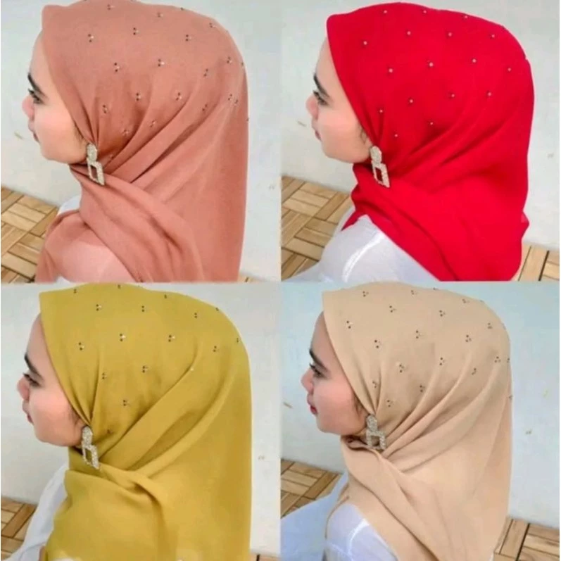 Jilbab Segi Empat Laser Payet Swaroski / Jilbab Segi Empat Payet Mutiara