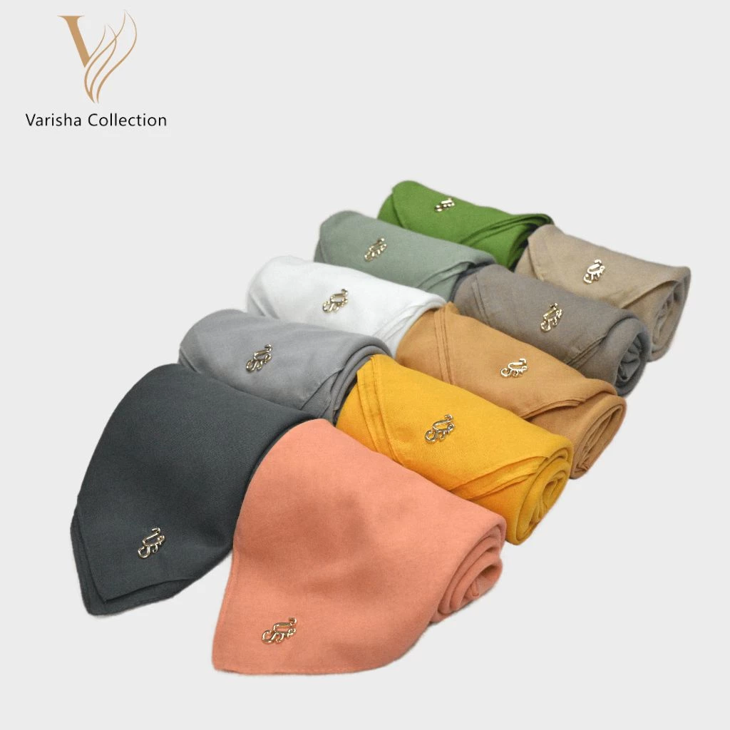 Jilbab Segi Empat Paris Olive Original / Hijab Segi 4 Paris Olive Logo Metal - Gambar 2