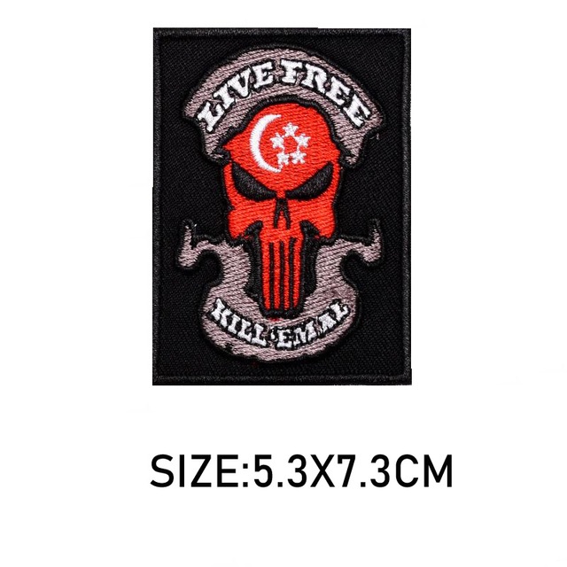 Flag Patches Singapore Morale Badge 3D Embroidered Backpack Sticker