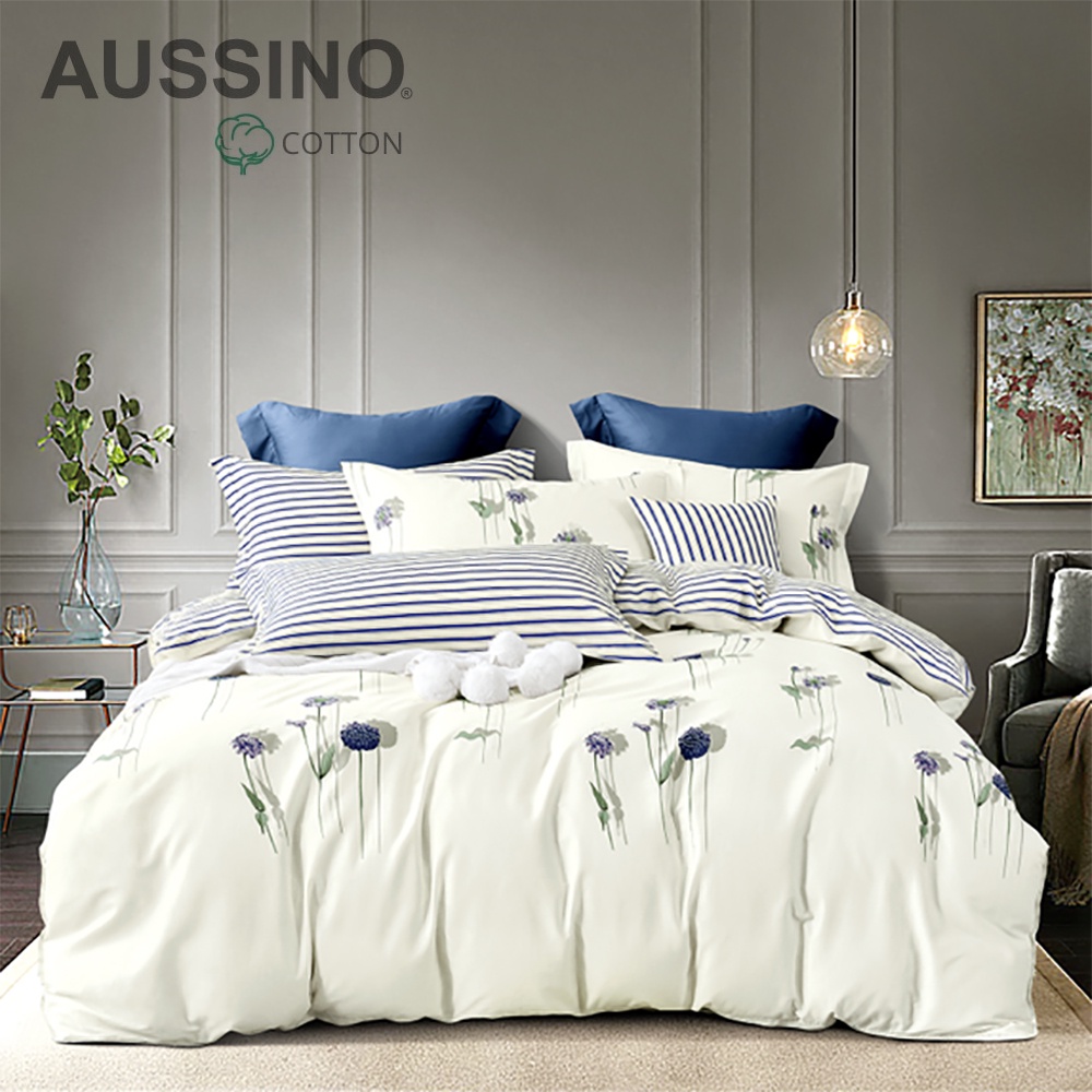 Aussino Contempo Scenario 100 Cotton Fitted Sheet Set/Quilt Cover Set Shopee Singapore