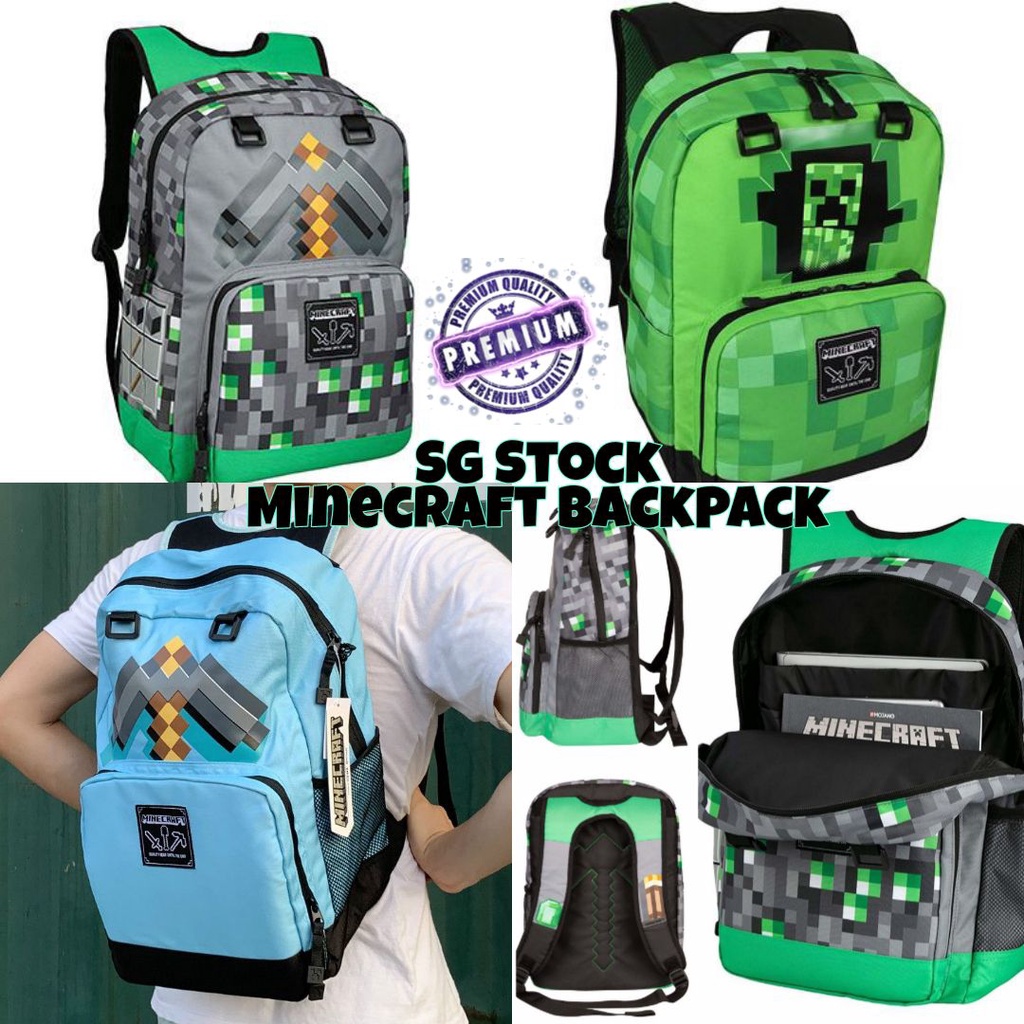 SG Stock) Minecraft backpack school bag tuition bag beg sekolah children  school bagpack 我的世界书包双肩包男孩女孩 | Shopee Singapore