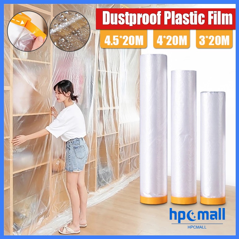 【SG Stock】Pre-taped Plastic Sheet Dust Cover PlasticFor Dust Prevention ...