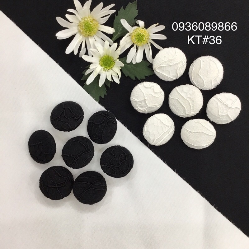 Set of buttons covered in black fabric with aluminum wire legs (KT 36 ...