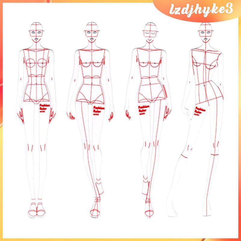 4pcs/set Women Fashion Drawing Ruler Figure Drawing Template For