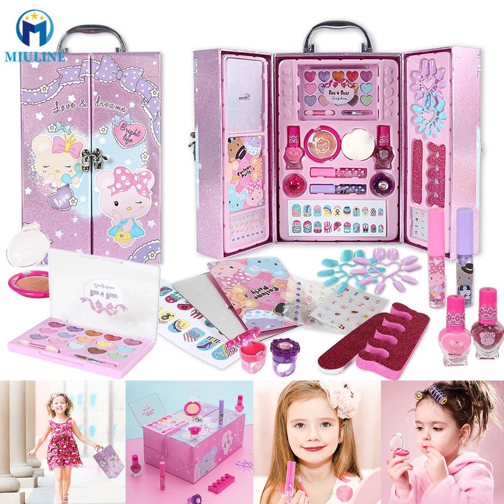 Kids Makeup Toy Kit Washable Kids Makeup Beauty Toy Set with Portable Cosmetic Box Pretend Play Makeup Toy SHOPTKC2055