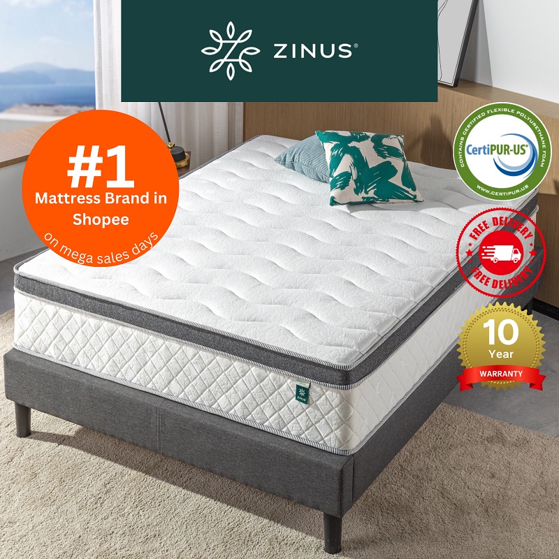 Zinus 30cm Euro Top Latex Hybrid Pocketed Spring Mattress ( 12