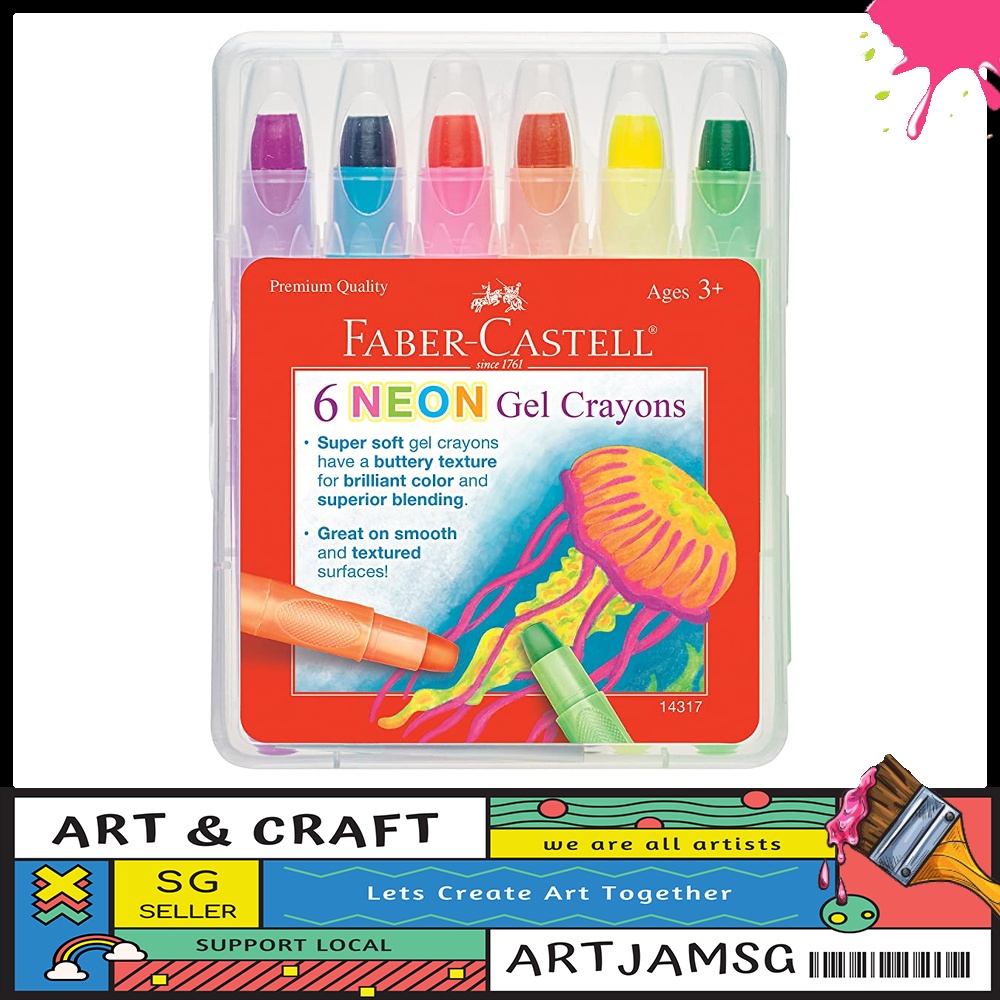[sgstock] FaberCastell Neon Gel Crayon Set 6 Twistable Gel Crayons