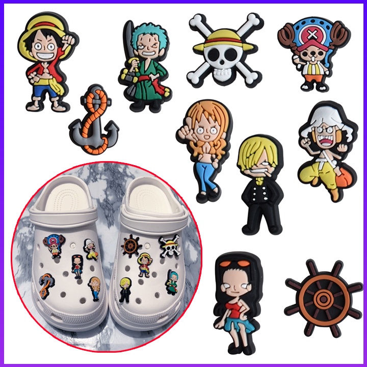 Super Cute Cartoon Sticker Set For Crocs One Piece Theme - 10 Sticker ...